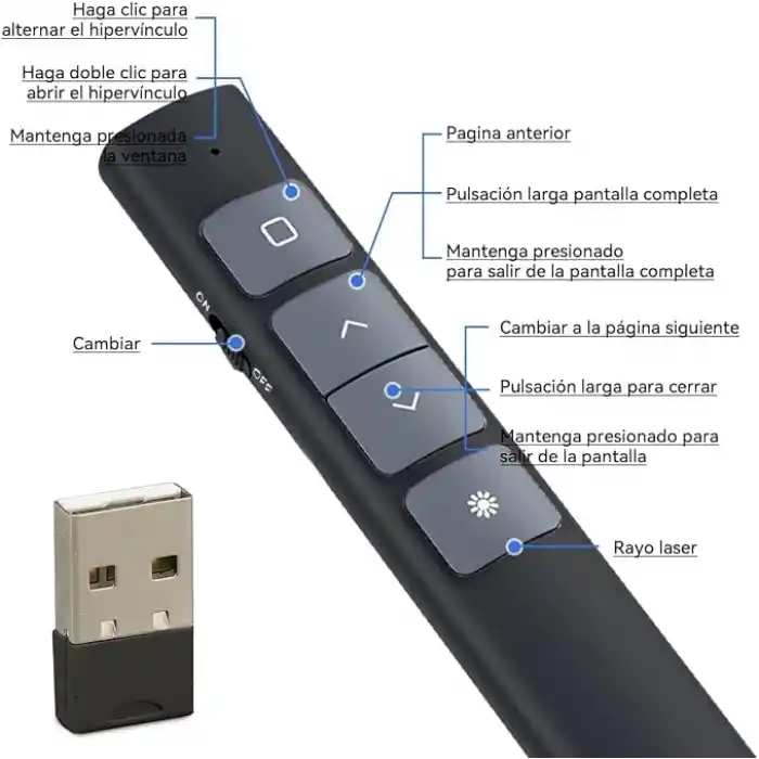 Coverzone Sunum Kumandası Laser Pointer Kablosuz Lazer Sunum Kalemi Tak Çalıştır Y60