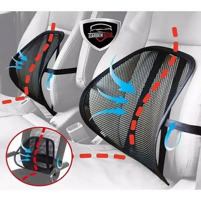 Luti Concept Fileli Ortopedik Oto Bel Sırt Destek Minderi Destekli Ayarlanabilir Terletmeyen Araba Ofis Koltuk Sandalye Sırt Dayama Filesi, Luti Concept, Siyah, 42