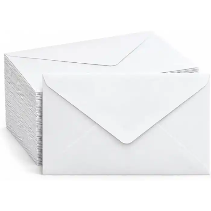 100 Adet Beyaz Mektup Zarfı 114 x 162 mm, Tutkallı Kapaklı Beyaz Zarf, Evrak ve Yazışma İçin