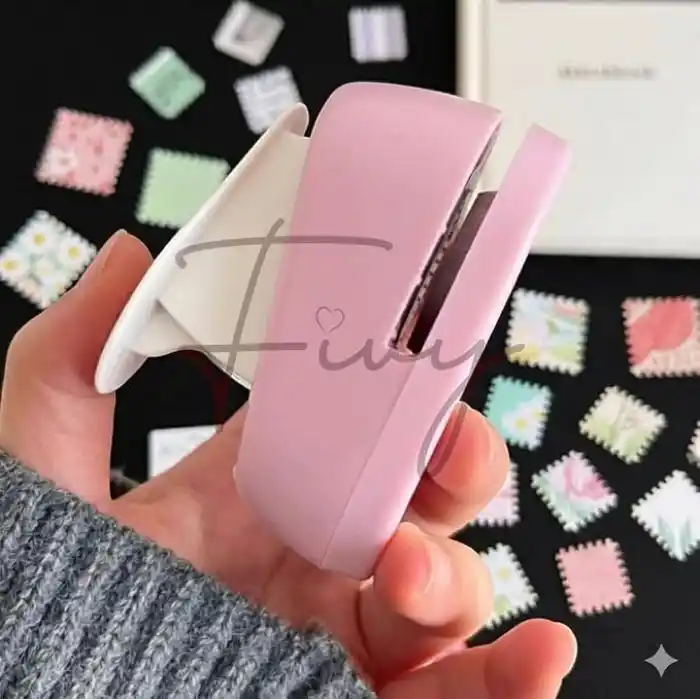 Pembe Pul Delgeç Tasarım Scrapbooking Malzemesi - Pul Şekilli Delgeç Kağıt Kesici