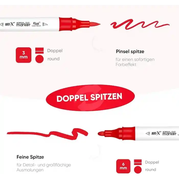 Rich Art-X Akrilik Marker Çift Taraflı Profesyonel Kalem Seti 24 Lü