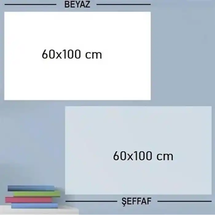 2li Paket 60x100 cm 1x Beyaz, 1x Şeffaf Yapışkansız Tutunan Statik Pratik Yazı Tahtası, Çok Amaçlı, Duvara, Cama Yapışkansız Tutunur, Ders Çalışma Yazı Tahtası Manyetik Duvar Sticker