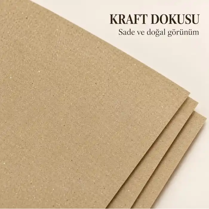 A4 Kraft Kağıdı, 100 Adet, 21 x 29,7 cm, Kahverengi, Hobi, El İşi, Çizim ve Hediye Notları İçin