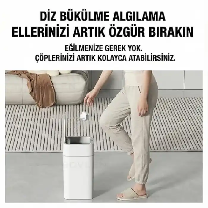 9 Litre Hareket Sensörlü Çöp Kovası, Otomatik Banyo Çöp Kovası, Çocuk Odası Çöp Sepeti, Çöp Kutusu, (2 adet 1.5 V AA pil, piller pakete dahil değildir) - 15x22x32 cm