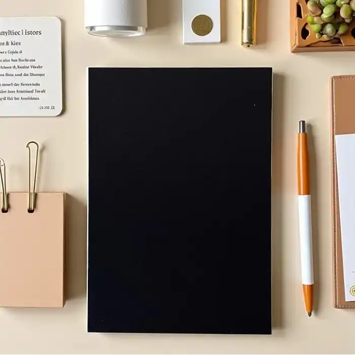 Fark Tanıtım Özel Tasarım Siyah Kraft Kapaklı A5 Çizgisiz Defter - 180 Derece Açılabilir, Sırtı Dikişli,%100 El İşçiliği, Ofis İçin İdeal, Planlayıcı (Çizgisiz)