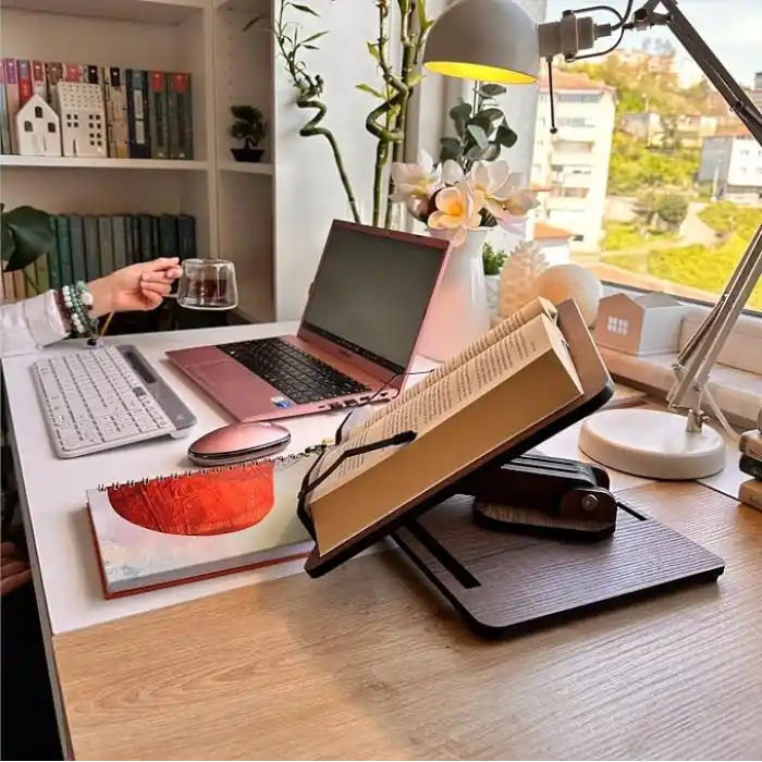 Vigo Wood - DYKOS Yükseklik Ayarlanabilir Katlanabilir 360º Dönebilen Kitap Okuma ve Laptop Standı