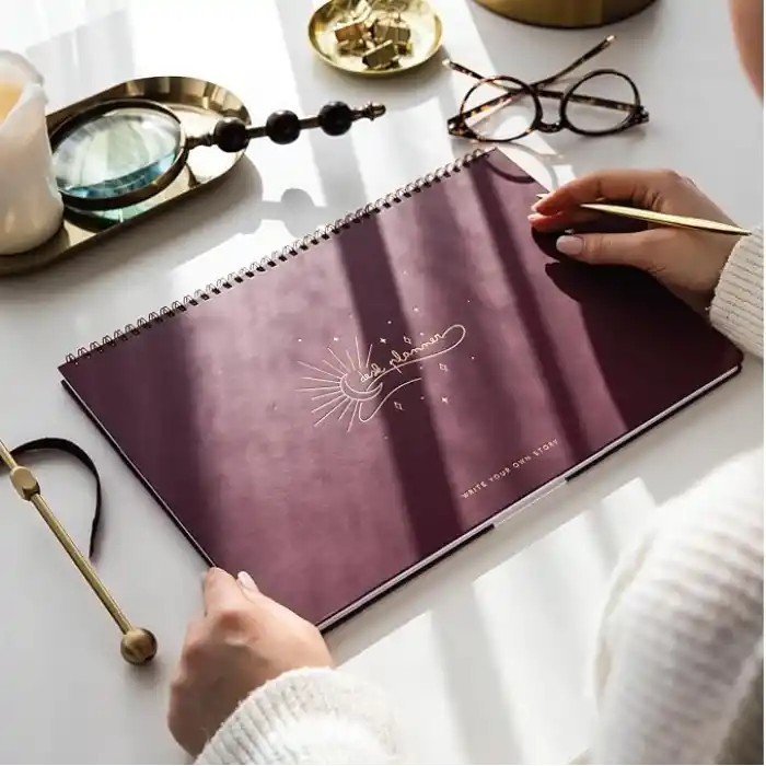 Süresiz Haftalık Spiralli Masaüstü Planlayıcı 24x34 cm - Desk Planner Bordo
