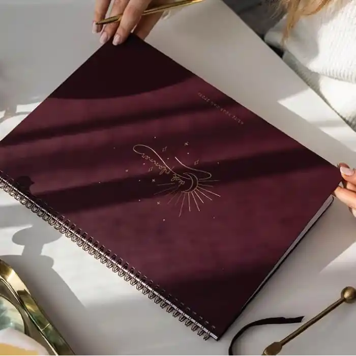 Süresiz Haftalık Spiralli Masaüstü Planlayıcı 24x34 cm - Desk Planner Bordo