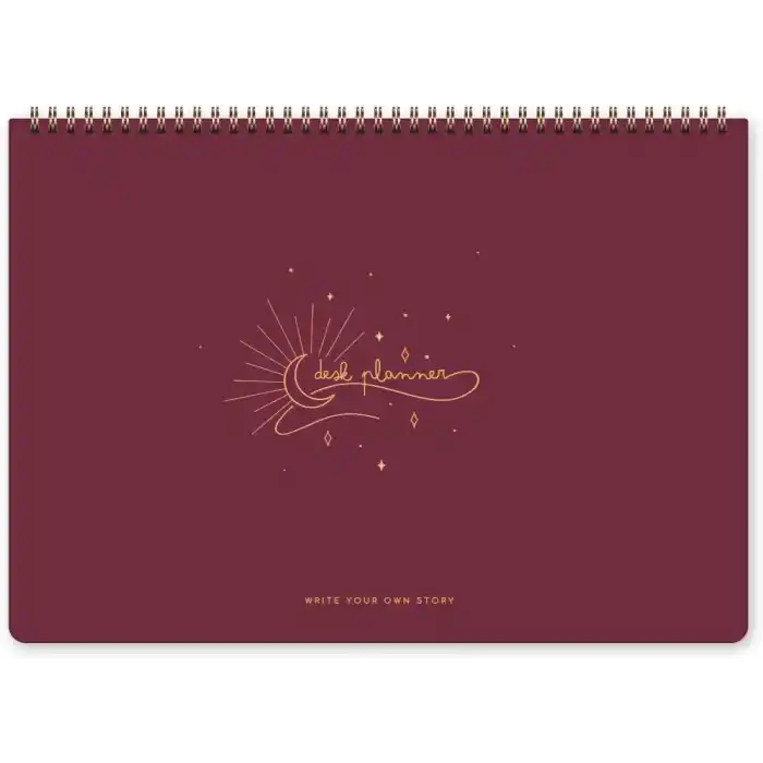 Süresiz Haftalık Spiralli Masaüstü Planlayıcı 24x34 cm - Desk Planner Bordo
