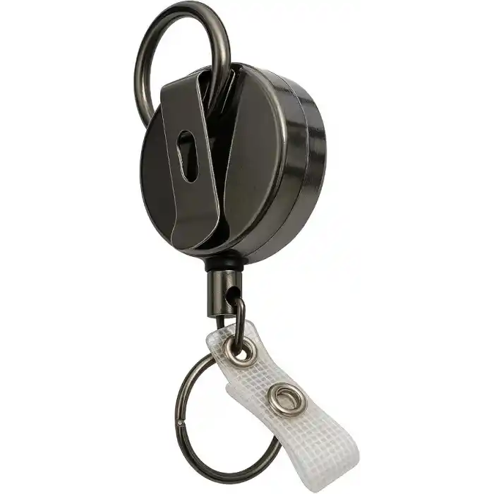 Spelt Metal Yoyo Paslanmaz Çelik Tel Çek Bırak Koruma Anti-theft Makaralı Sargılı Anahtarlık Siyah