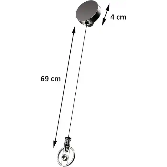 Spelt Metal Yoyo Paslanmaz Çelik Tel Çek Bırak Koruma Anti-theft Makaralı Sargılı Anahtarlık Siyah