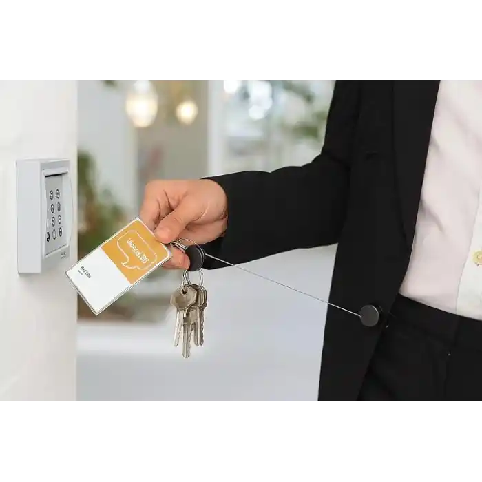 Spelt Metal Yoyo Paslanmaz Çelik Tel Çek Bırak Koruma Anti-theft Makaralı Sargılı Anahtarlık Siyah
