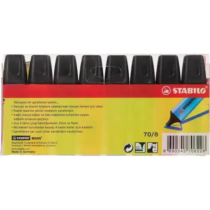 STABILO BOSS ORIGINAL - Fosforlu Kalem - 8li Paket - Çeşitli Renkler