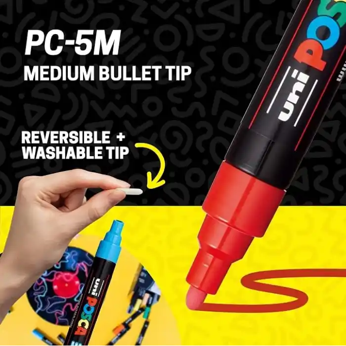Posca Full Set 8 Akrilik Boya Kalemi Ters Çevrilebilir Orta Uçlu Kalem Uçları, Posca Kalemleri Kaya Boyama, Kumaş, Cam Boya, Metal Boya ve Grafiti için Akrilik Boya İşaretleyicileridir