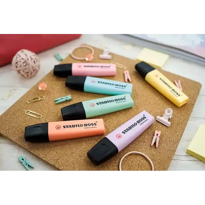 STABILO BOSS ORIGINAL Pastel- Marker İşaretleme Kalemi, 2 mm ve 5 mm Uç, 4lü Paket (4 Adet x 1 Paket)