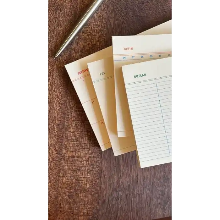 Fark Tanıtım 4lü Masaüstü Tarihsiz Planlayıcı Set (Hedefler, Haftalık Planlayıcı, Noktalı ve Çizgili Notepad)