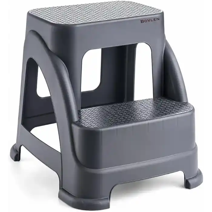 İki Basamaklı Kaymaz Büyük Boy Tabure - 120 KG Taşıma Kapasiteli - Basamaklı Tabure - Sert Plastik 42x44x44 cm