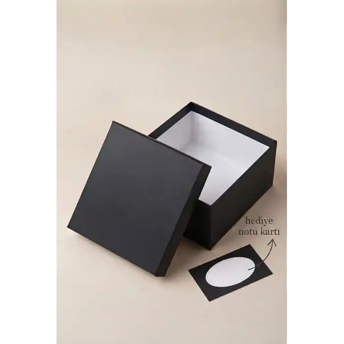 Siyah Hediye Kutusu, Premium Karton Siyah Hediye Kutusu, 26x26x13 cm