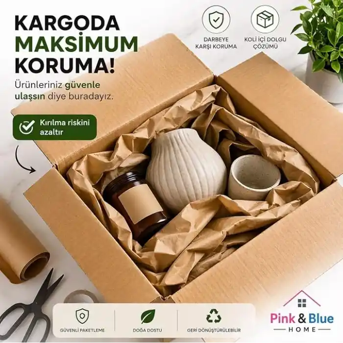 Pink & Blue Home Kraft Kağıt Rulosu – Paketleme ve Ambalaj Kağıdı, Koli ve Kargo Paketleme Kağıdı, Hediye Paketleme (50cm x 10mt)