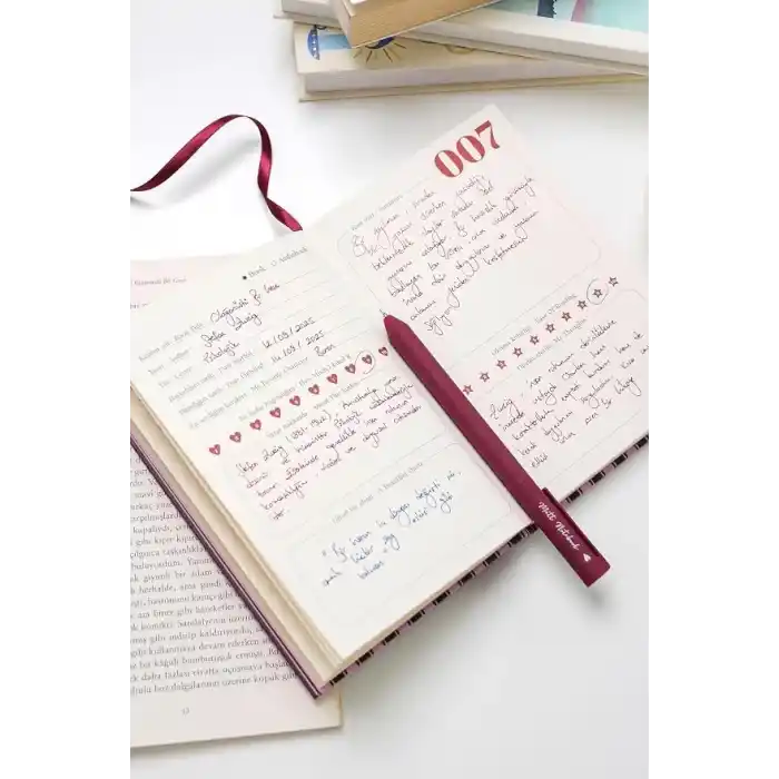 Matt Notebook Kitap Okuma Günlüğü Reading Journal Bordo