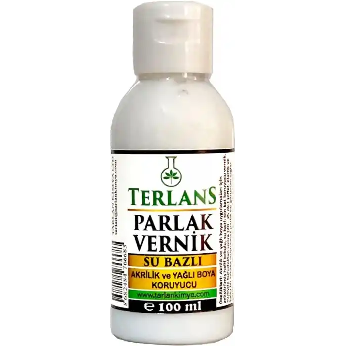 Terlans Su Bazlı Parlak Vernik | 100 ml | Akrilik ve Yağlı Boya Koruyucu