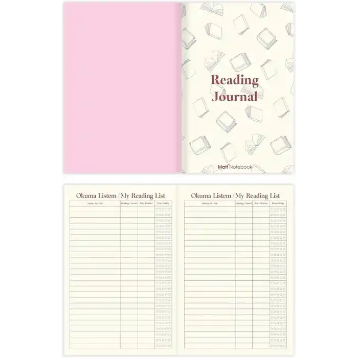 Matt Notebook Kitap Okuma Günlüğü Reading Journal Bordo
