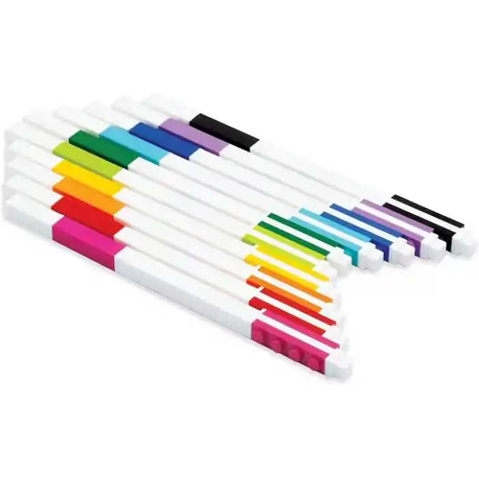 iQ IQ LEGO Stationery 10 Pack Gel Pens (53100), Ages 6+, includes 10 gel pen, Siyah, Mavi, Yeşil, Misket limonu, Turuncu, Mor, Siyah,Mavi,Yeşil,Kireç,Turuncu,Menekşe