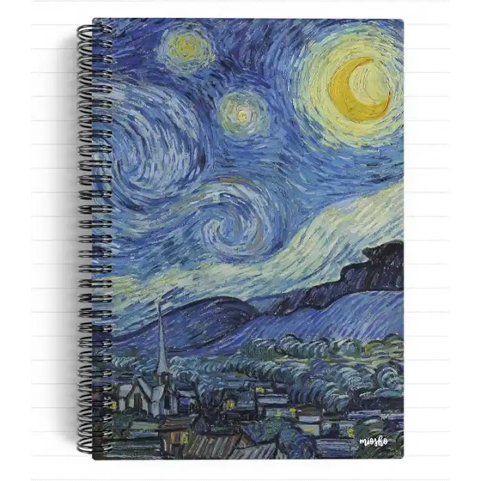 Vincent Van Gogh/The Starry Night,1889 | Spiralli Defter 22 | A5 | Çizgili | 100 Sayfa | Okul (Düz)