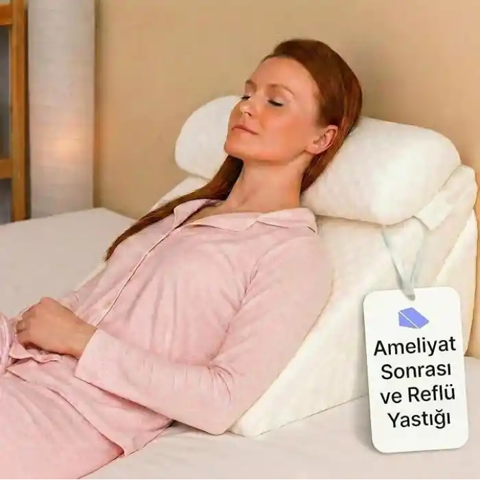 Viscoelastik Reflü Yastığı - Ameliyat Sonrası Uyku ve Dinlenme - Cerrahi Sonrası için 7si 1 Arada Üçgen Yastık Takozu Hafızalı Köpük, Kama Horlama Yastığı,Yıkanabilir Kılıf