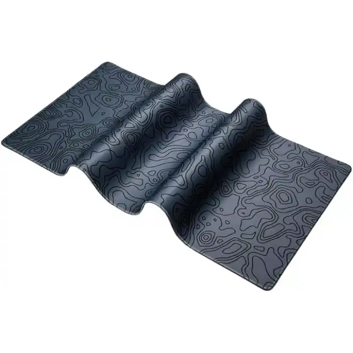 Klasse Pro - 5 Farklı Model Dikişli Kenar 120x60 cm Oyuncu Gaming Mouse Pad (Dark Grey Map Lines)
