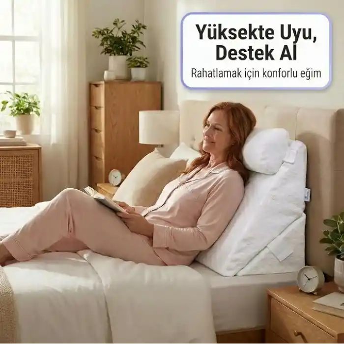 Viscoelastik Reflü Yastığı - Ameliyat Sonrası Uyku ve Dinlenme - Cerrahi Sonrası için 7si 1 Arada Üçgen Yastık Takozu Hafızalı Köpük, Kama Horlama Yastığı,Yıkanabilir Kılıf
