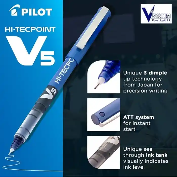 Pilot V5 Sıvı Mürekkep Roller Tükenmez Kalem - 1Mavi + 1Siyah + 1 Kırmızı, (9000014712)