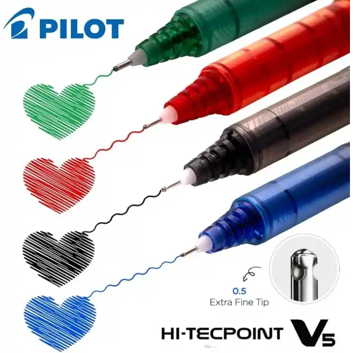 Pilot V5 Sıvı Mürekkep Roller Tükenmez Kalem - 1Mavi + 1Siyah + 1 Kırmızı, (9000014712)