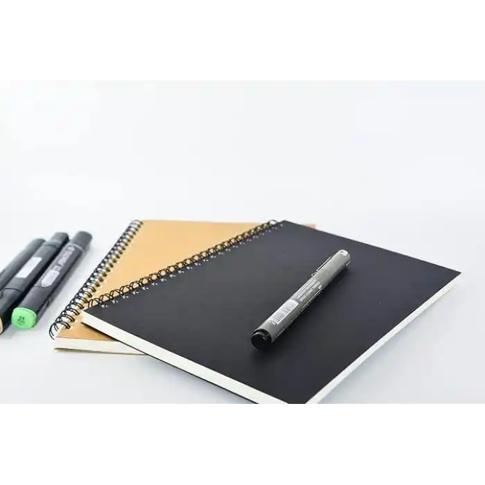 Fark Tanıtım 2li Çizgisiz Not Defter, A5 Boyut (15x21 cm), 60 Yaprak Planlama, Siyah ve Kraft Kapaklar, Ofis İçin İdeal