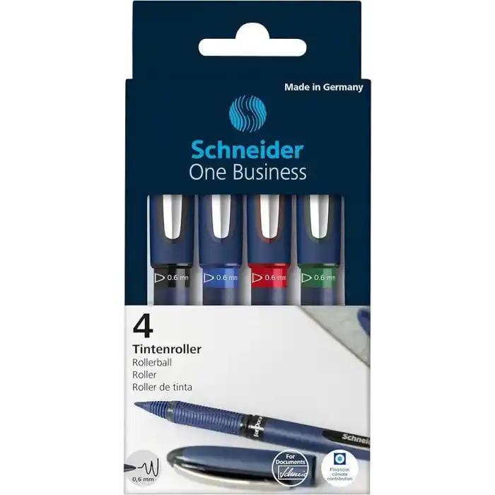 Schneider One Business Konik Uçlu Roller Kalem, 0,6 mm, 4 adet