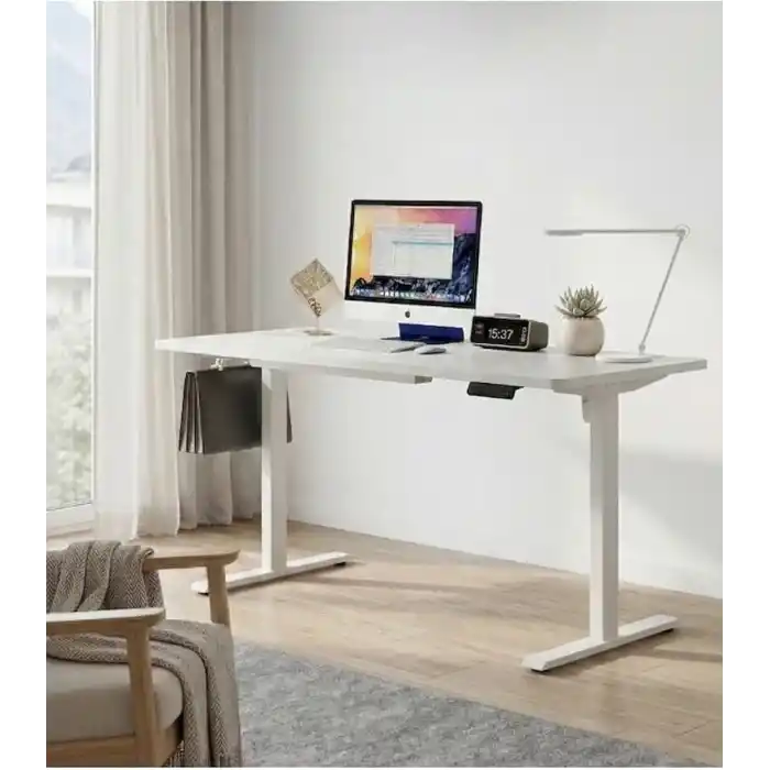 adornist - Yüksekliği Ayarlanabilir Ergonomik Bilgisayar & Çalışma Masası - Tek Motorlu (2 Hafızalı) (Beyaz, 120 * 60)