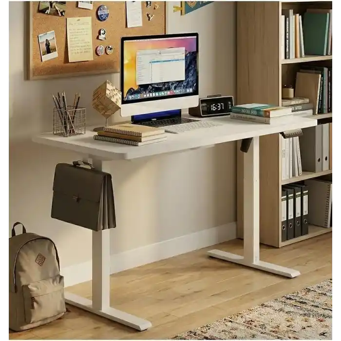 adornist - Yüksekliği Ayarlanabilir Ergonomik Bilgisayar & Çalışma Masası - Tek Motorlu (2 Hafızalı) (Beyaz, 120 * 60)