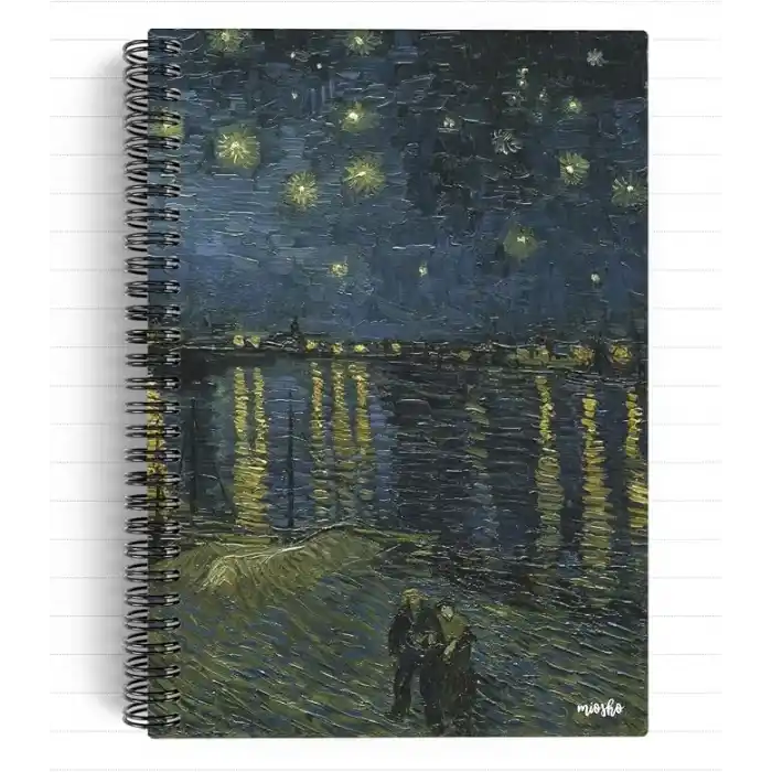 Vincent Van Gogh/Starry Night Over the Rhone,1888 | Spiralli Defter 24 | A5 | Çizgili | 100 Syf |Okul (Düz)