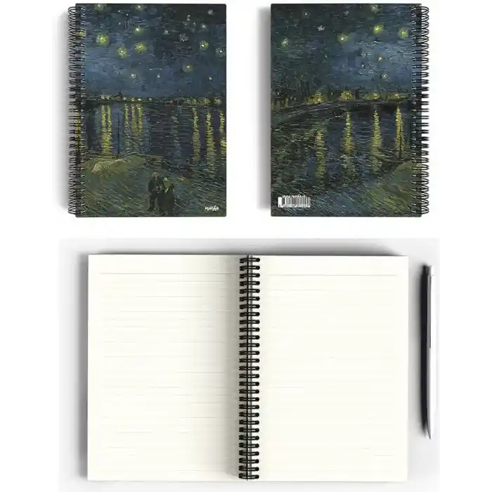 Vincent Van Gogh/Starry Night Over the Rhone,1888 | Spiralli Defter 24 | A5 | Çizgili | 100 Syf |Okul (Düz)