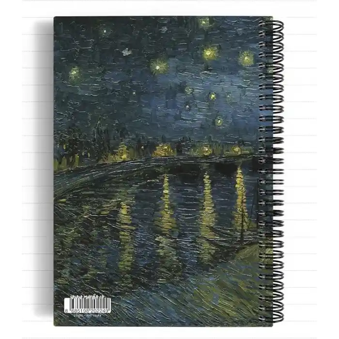 Vincent Van Gogh/Starry Night Over the Rhone,1888 | Spiralli Defter 24 | A5 | Çizgili | 100 Syf |Okul (Düz)