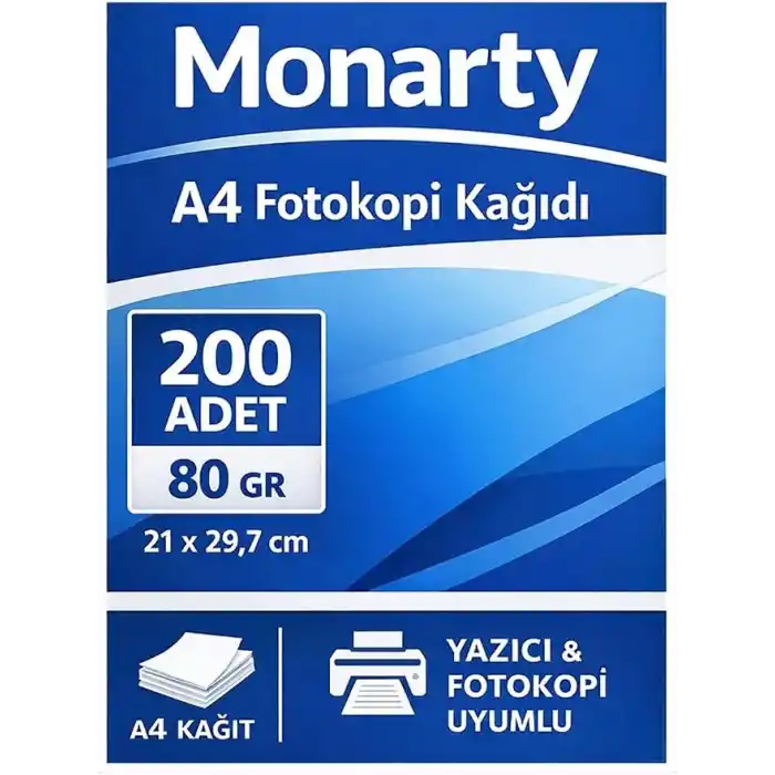 A4 Fotokopi Kağıdı, 21x29,7 cm, 200 Sayfa, Beyaz, Yazıcı ve Fotokopi Uyumlu 80 gram 2 Paket