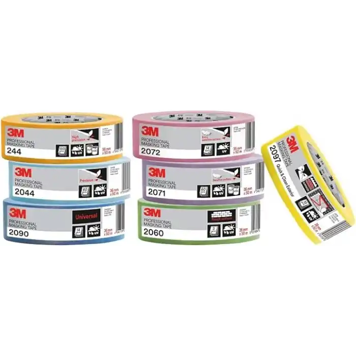 3M Hand-Masker 2090 profesyonel boya bandı, pürüzsüz yüzeyler için, UV ışınlarına dayanıklı, iç ve dış mekan, 24 mm x 50 m
