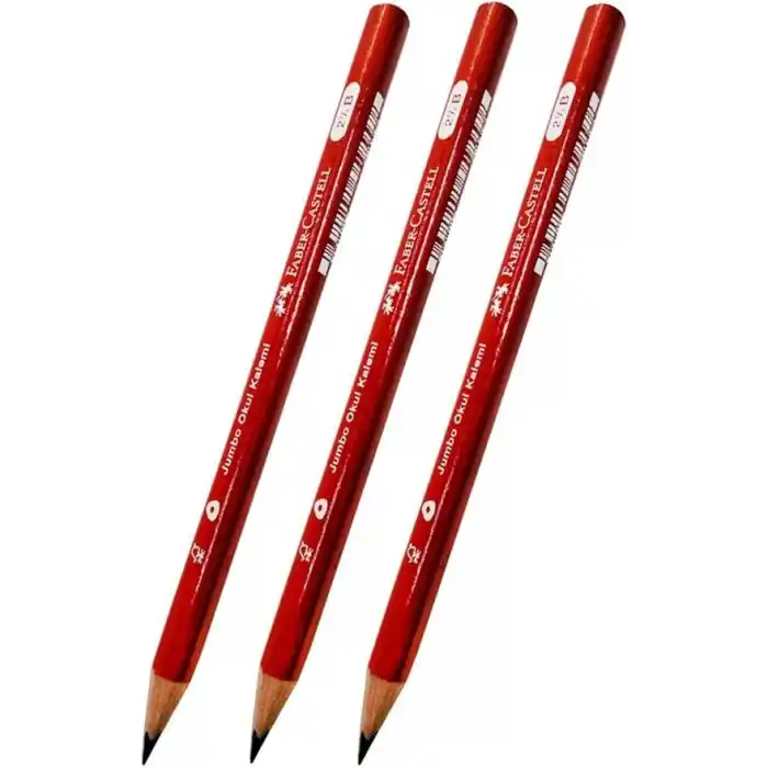 Faber-Castell İlk Kalemim Jumbo Üçgen Başlangıç Kalemi Siyah 2.5 B 3 Adet Faber Jumbo Kurşun Kalem Oluklu Gövde Tr