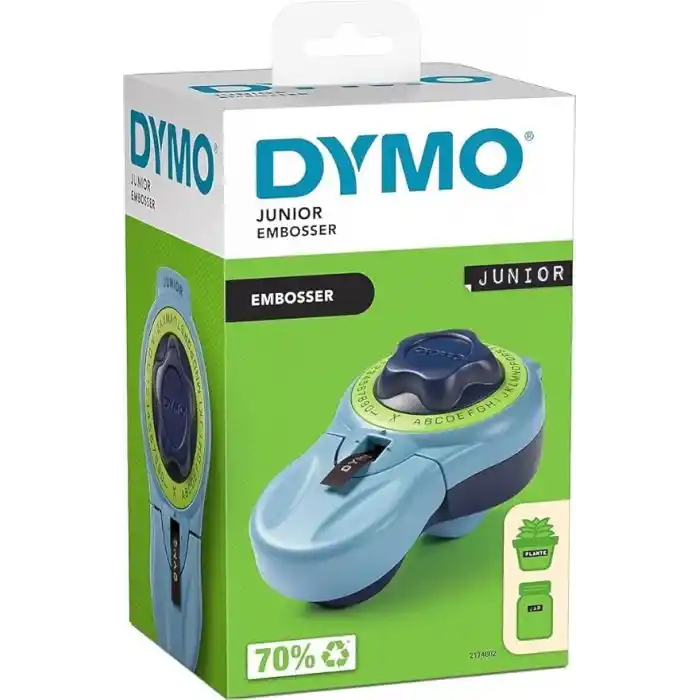 Dymo Junior etiket kabartma aleti, yetişkinler ve çocuklar tarafından rahat kullanım için tasarlanmış ergonomik etiket cihazı, ev ihtiyaçları için