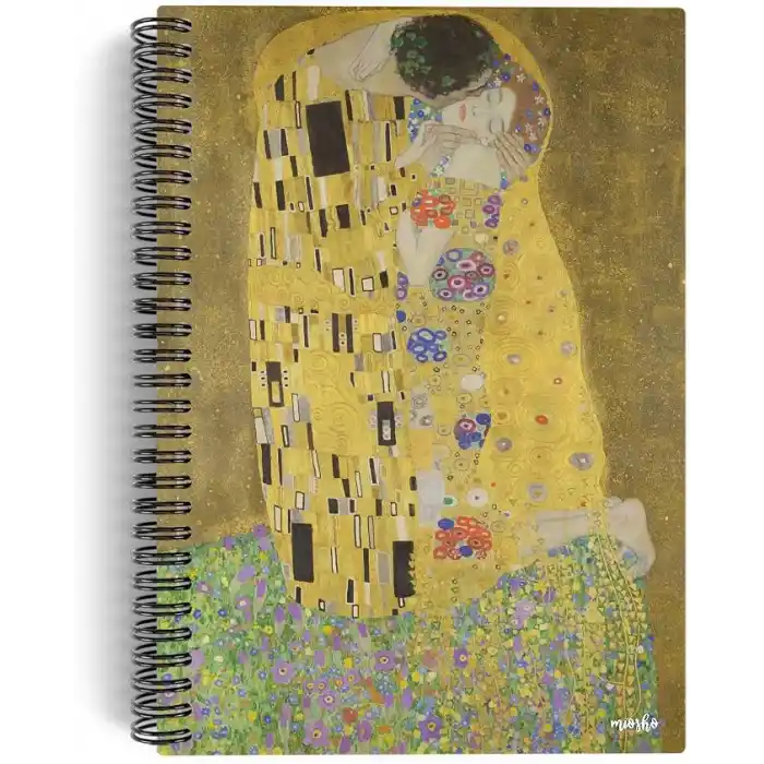 Gustav Klimt/The Kiss, 1907-08 | Spiralli Defter 13 | A5 | Çizgisiz | 100 Sayfa | Sanat