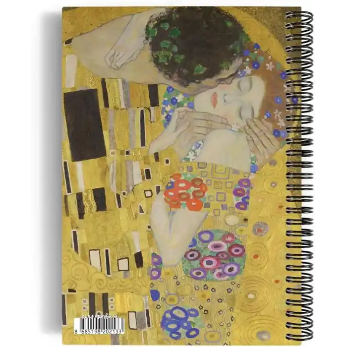 Gustav Klimt/The Kiss, 1907-08 | Spiralli Defter 13 | A5 | Çizgisiz | 100 Sayfa | Sanat