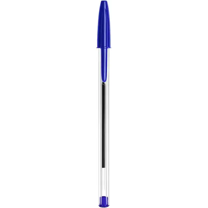 BIC Cristal Orijinal Tükenmez Kalem, Orta Uçlu (1,00 mm), Altıgen Şaft ve Uygun Kapaklı - Mavi, Her Biri 10 Adet Karton Kutu
