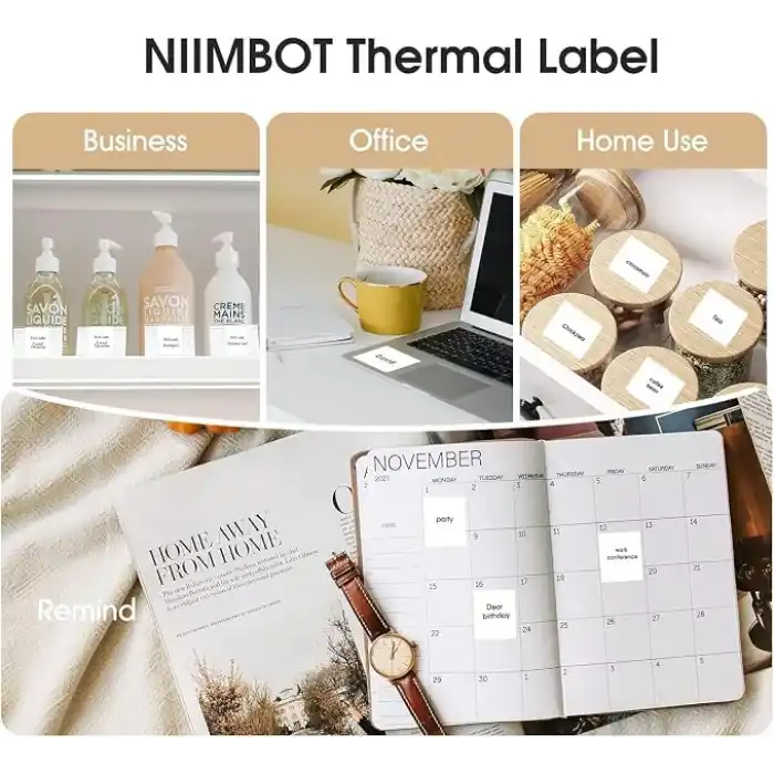 NIIMBOT B21/B3S 1,96 x 2,75 inç (50 × 70 mm) su geçirmez yapışkan kağıt etiketi bandı, kendinden yapışkanlı gönderi adresi etiketleri için, 1 rulo 110 adet (beyaz)