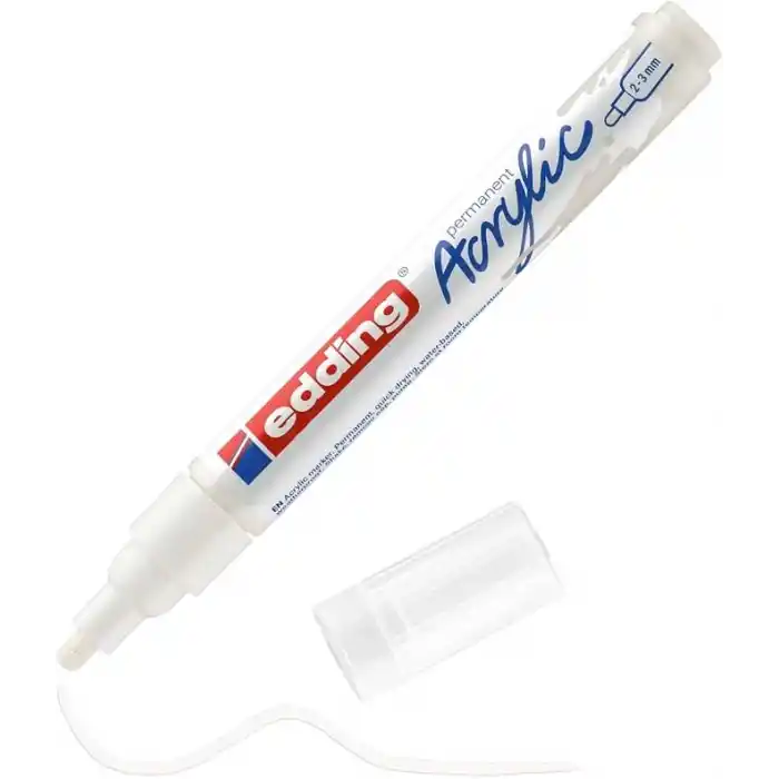 Edding 5100 akrilik markör orta - beyaz - 1 su geçirmez akrilik markör - yuvarlak uçlu 2-3 mm