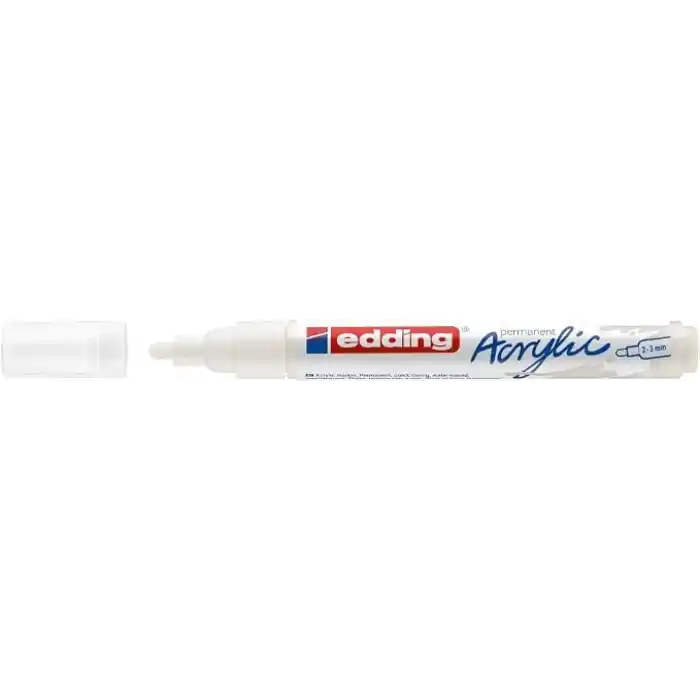 Edding 5100 akrilik markör orta - beyaz - 1 su geçirmez akrilik markör - yuvarlak uçlu 2-3 mm